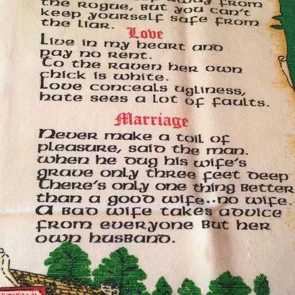 Vintage Irish Sayings tea towel collectible linen cotton retro kitchen - Picture 11 of 14